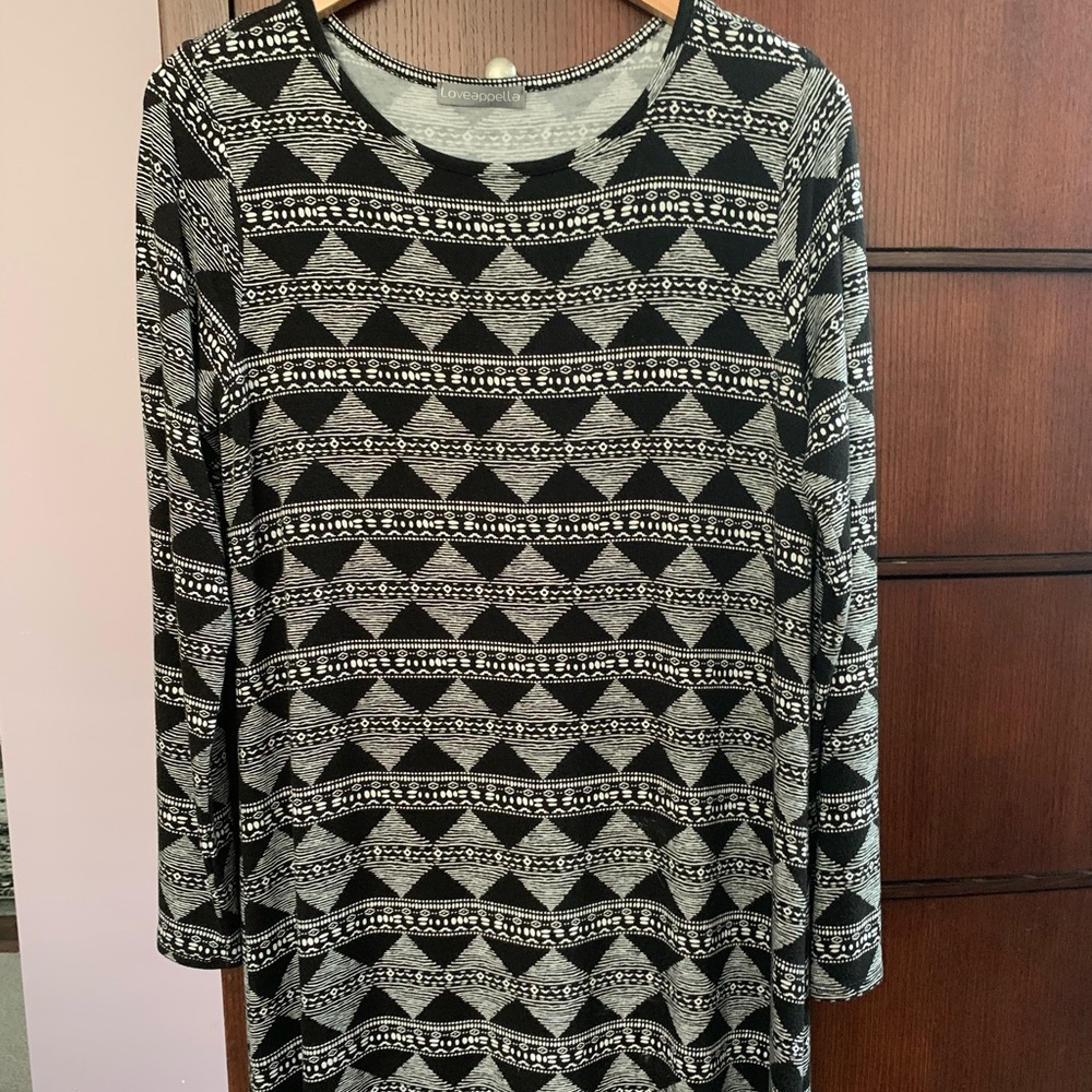 Black/white print tunic/dress